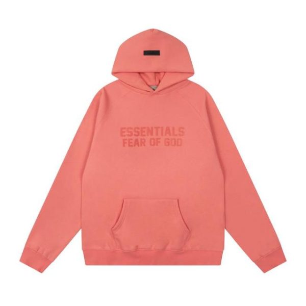Essentials Fear of God Multi-thread Coral Red Hoodie