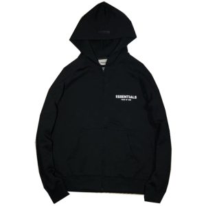 Essentials Fear of God Zip-up Oversized Hoodie Black