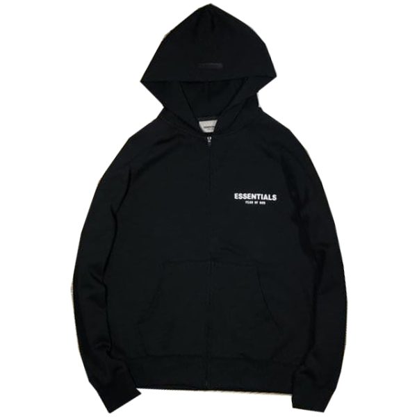 Essentials Fear of God Zip-up Oversized Hoodie Black