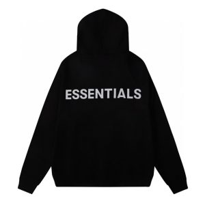 Fear of God Essentials Classic Fleece Reflective Hoodie black