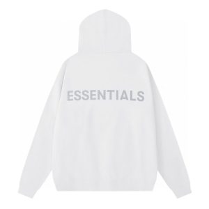 Fear of God Essentials Classic Fleece Reflective Hoodie white