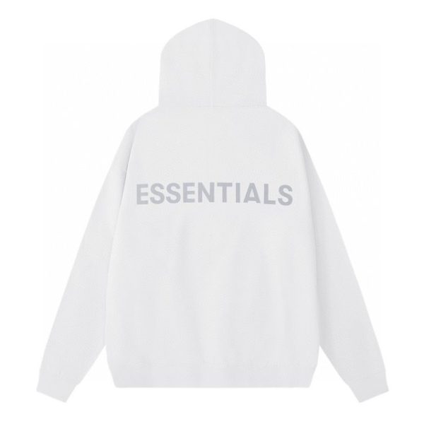 Fear of God Essentials Classic Fleece Reflective Hoodie white