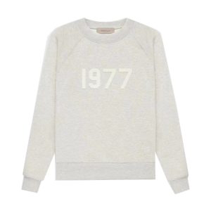Essentials 1977 Flocked Round Neck Sweatshirt Light Oatmeal