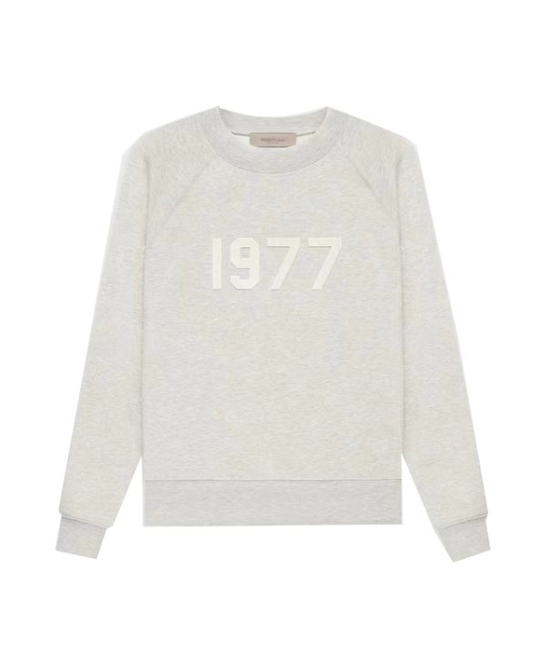 Essentials 1977 Flocked Round Neck Sweatshirt Light Oatmeal