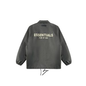 Essentials Fear of God Coach Windbreaker Jacket off Black