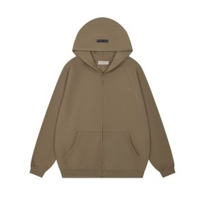 Essentials Fear of God Full Zip Up Hoodie Brown