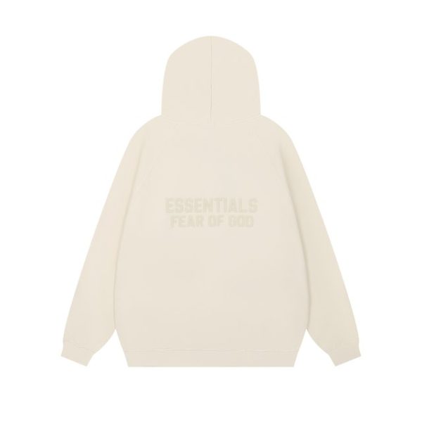 Essentials Fear of God Full Zip Up Hoodie Egg Shell White - Image 2