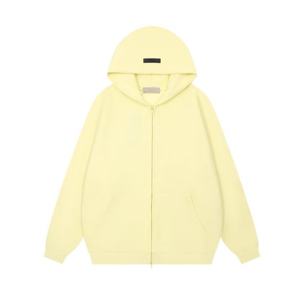 Essentials Fear of God Full Zip Up Hoodie Yellow