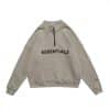 Essentials Half Zip High Collar Loose Hoodie Gray
